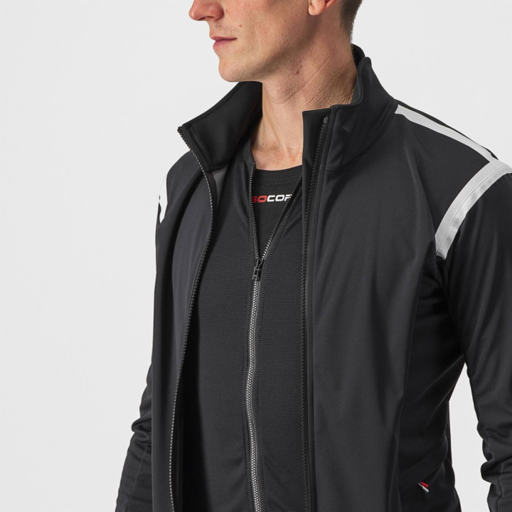 Castelli ALPHA RoS 2 LIGHT JACKET juoda/balta dviratininko striukė