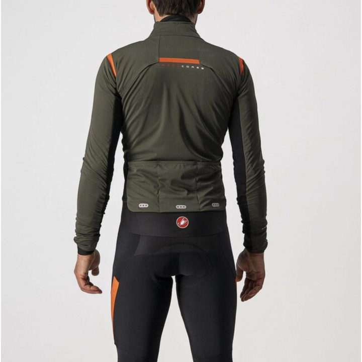 Castelli ALPHA RoS 2 Military Green/Fiery Red-Silver dviratininko striukė