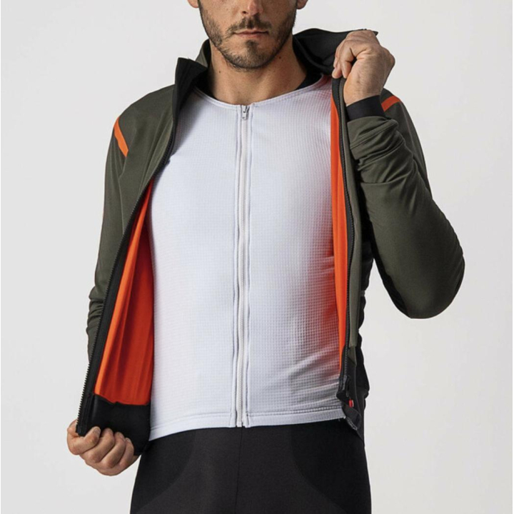 Castelli ALPHA RoS 2 Military Green/Fiery Red-Silver dviratininko striukė