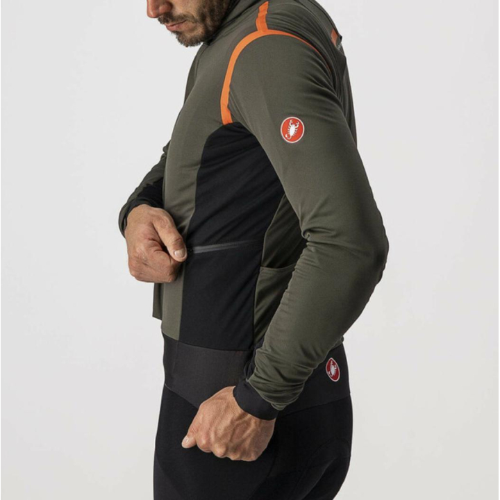 Castelli ALPHA RoS 2 Military Green/Fiery Red-Silver dviratininko striukė