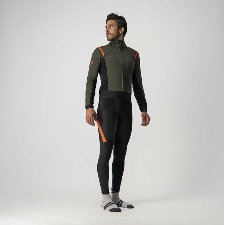 Castelli ALPHA RoS 2 Military Green/Fiery Red-Silver dviratininko striukė