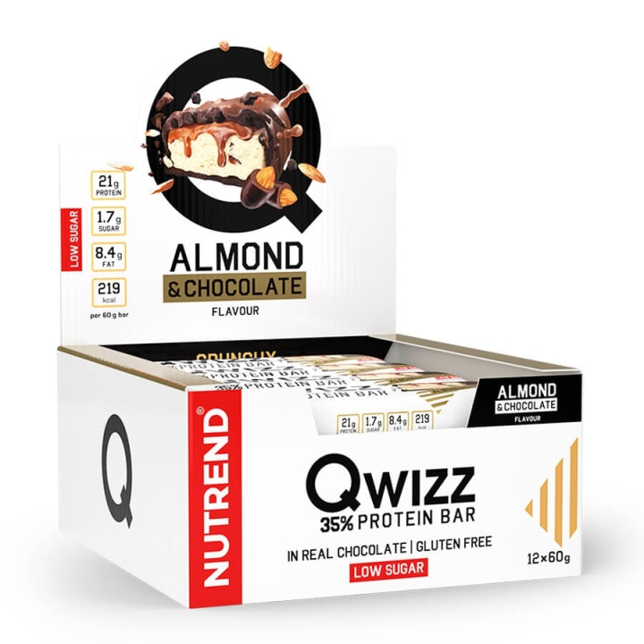 NUTREND QWIZZ PROTEIN BAR Almond & Chocolate 60 g baltyminis batonėlis