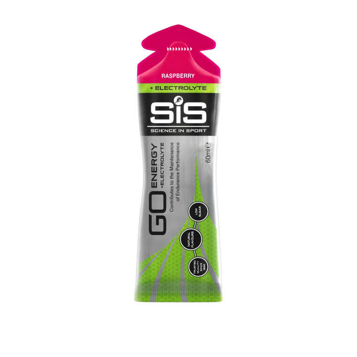 SiS GO Energy + Electrolyte Gel Raspberry 60 ml energinis gelis su elektrolitais