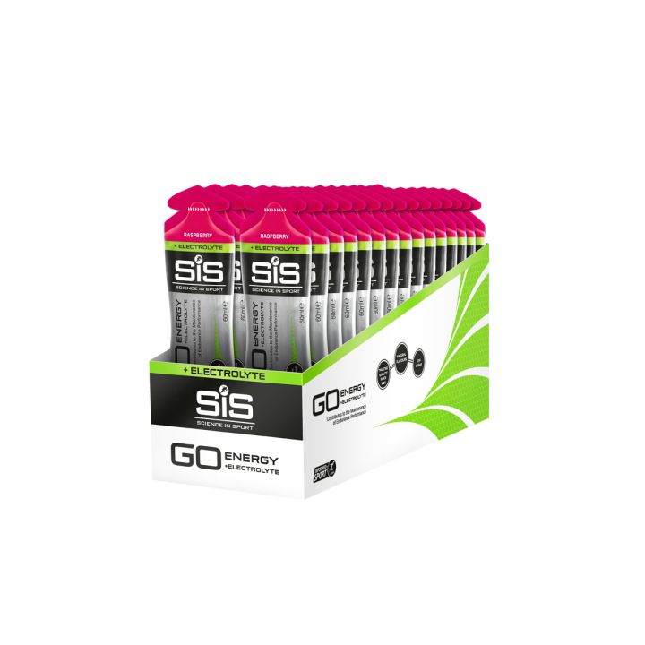 SiS GO Energy + Electrolyte Gel Raspberry 60 ml energinis gelis su elektrolitais